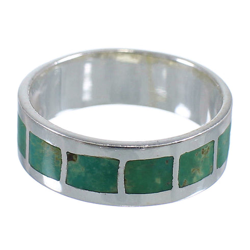 Authentic Sterling Silver And Turquoise Inlay Jewelry Ring Size 6-3/4 VX58430